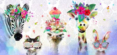Multi Linear Party Animals Purple Panel #137