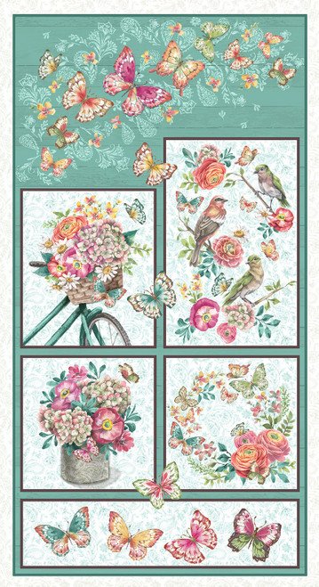 Teal Flourish Panel #122